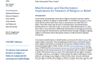 Misinformation and Disinformation: Implications for Freedom of Religion of Belief